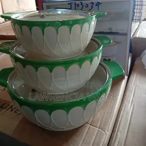 3pcs Ceramic Bowls With Glass Lid