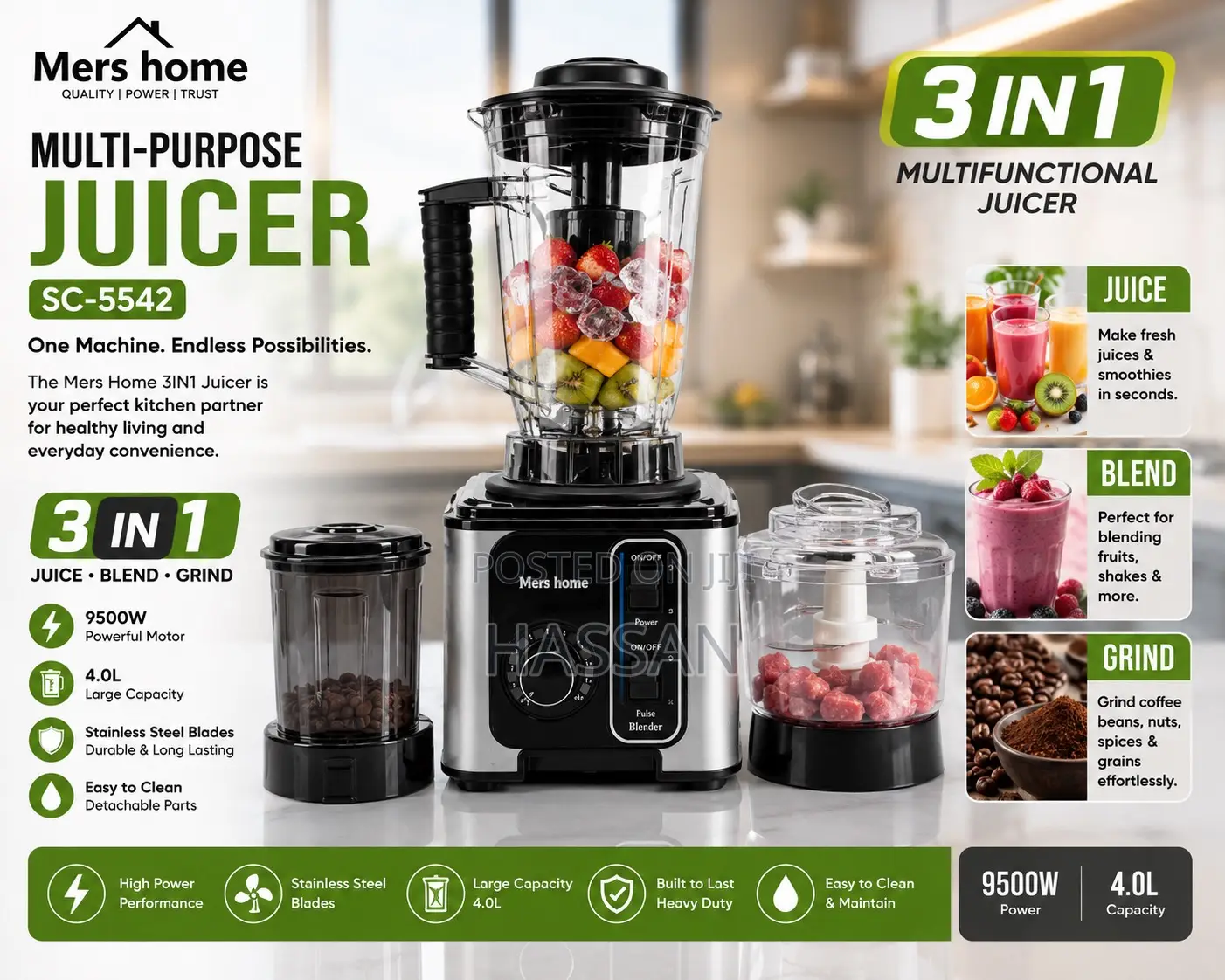 3in1 Blender Silver 4L