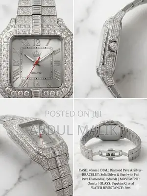 Fashion Square Diamond Watch Unisex Iced Out Quartz Watch