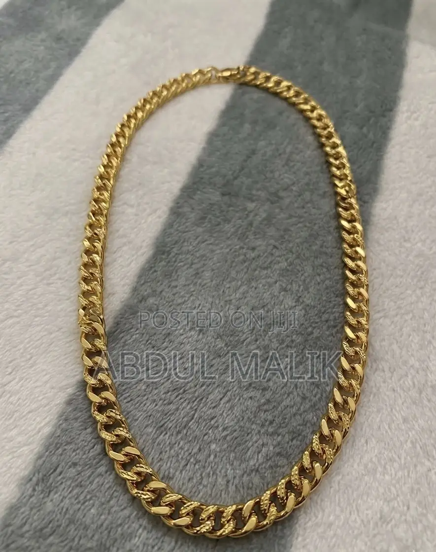 Men's Gold Cuban Link Chain and Matching Bracelet Set