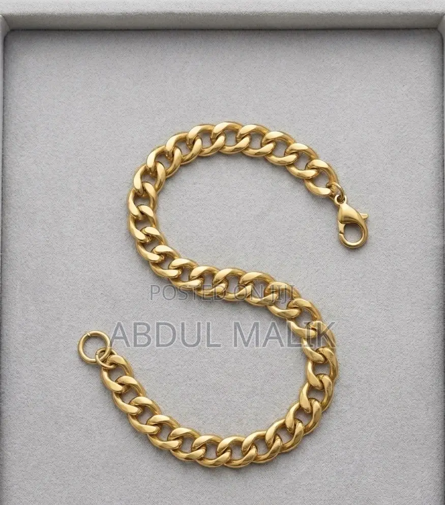 Men's Gold Cuban Link Chain and Matching Bracelet Set
