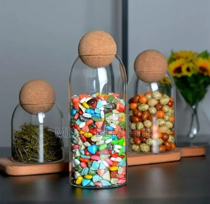 3pcs Ball Cork Lead-Free Glass Jars