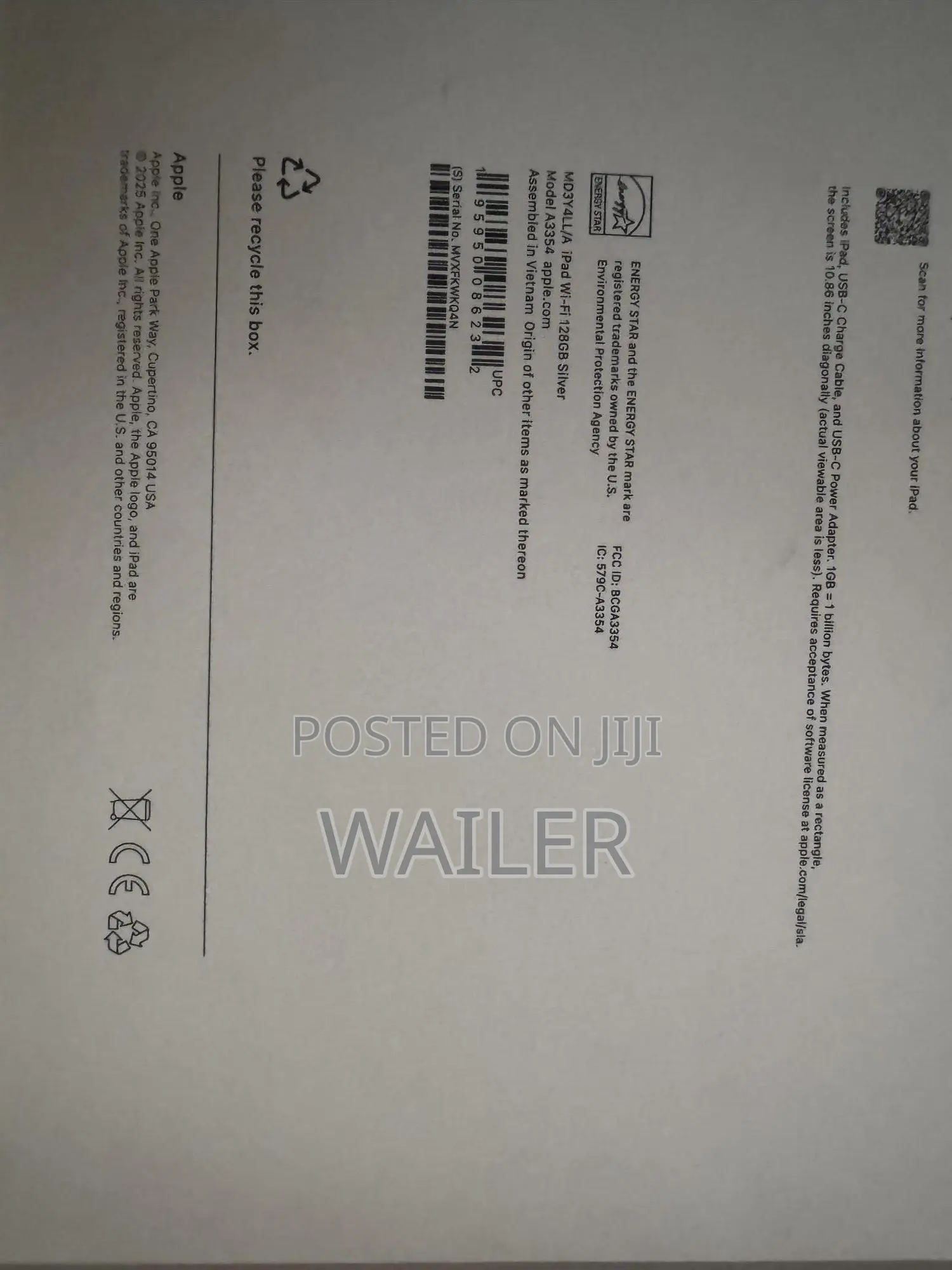 New Apple iPad (2025) 128 GB Silver
