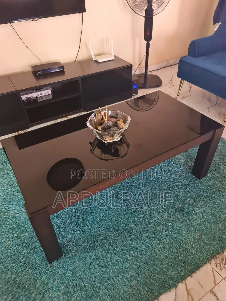 Modern Black Glass Top Coffee Table