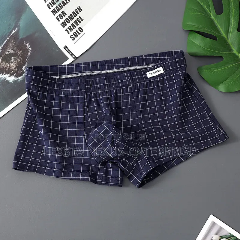 Stripped Cotton Boxer Shorts - Black Navy Blue