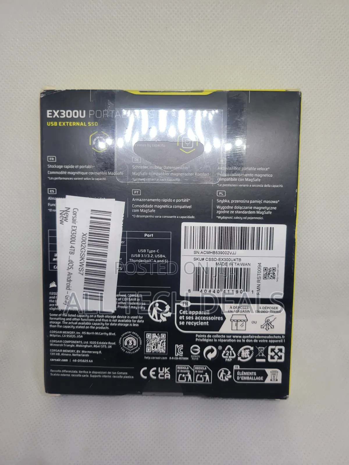 Corsair 4tb Ex300u USB 3.2 Gen 2 External SSD