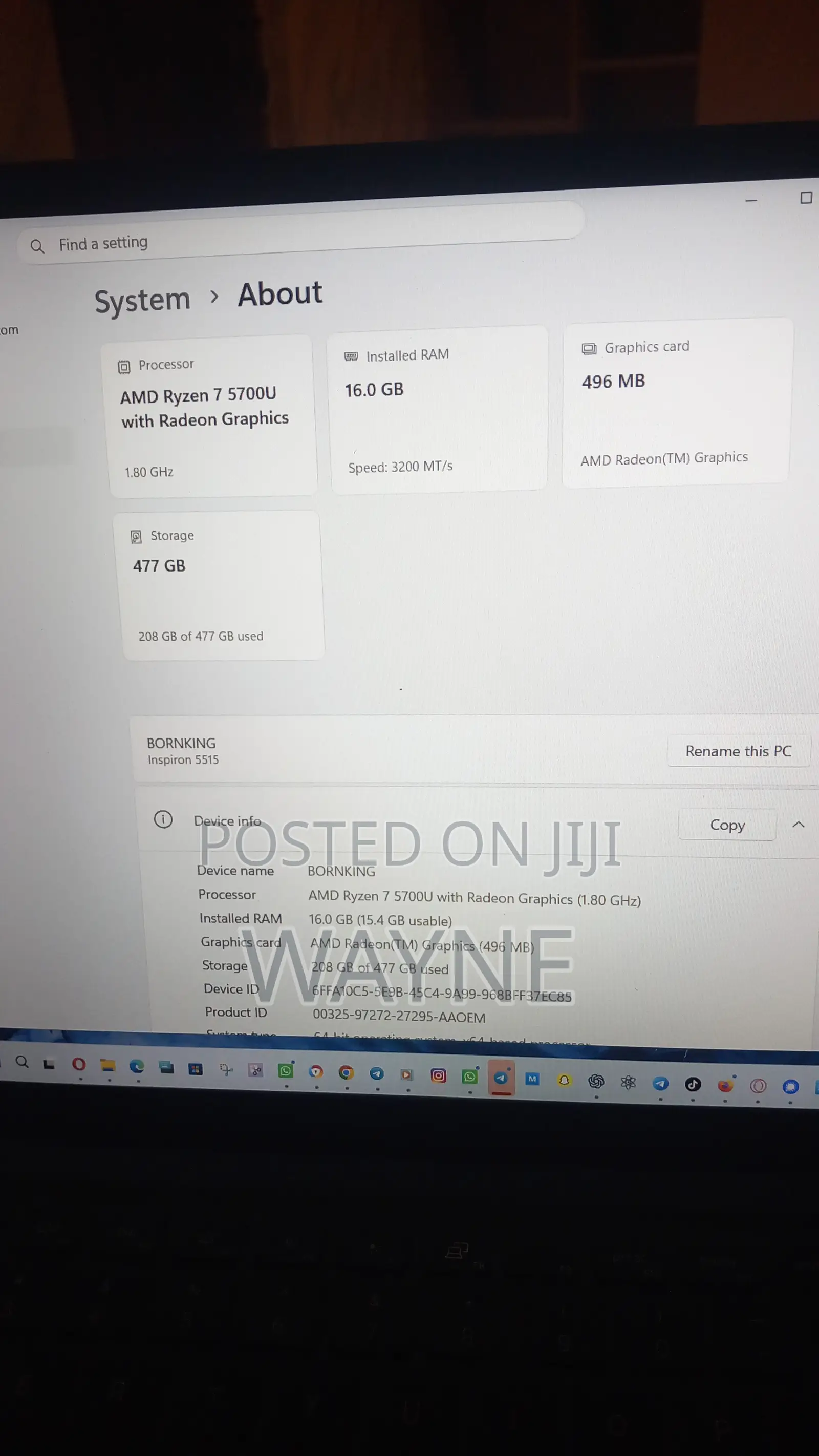 Laptop Dell Inspiron 15 16GB AMD Ryzen 7 HDD+SSD 512GB