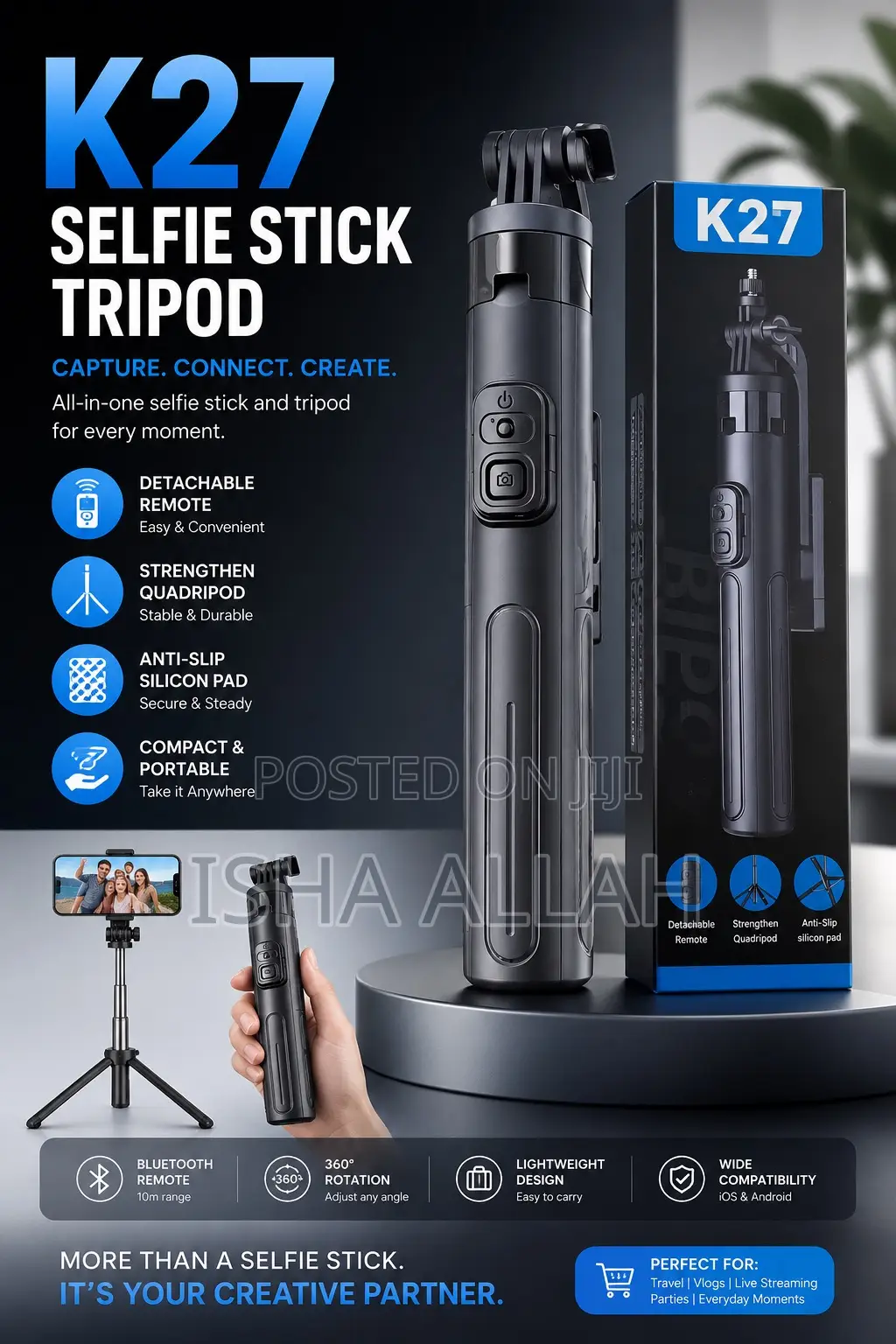  Smart Selfie Stick Tripod