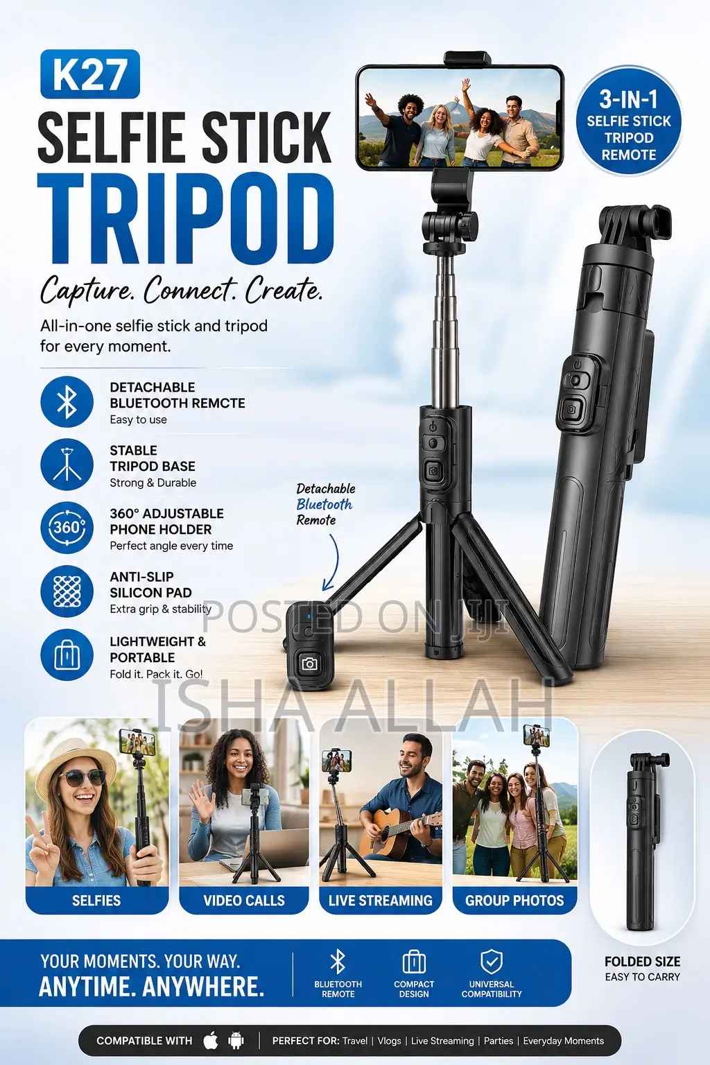  Smart Selfie Stick Tripod