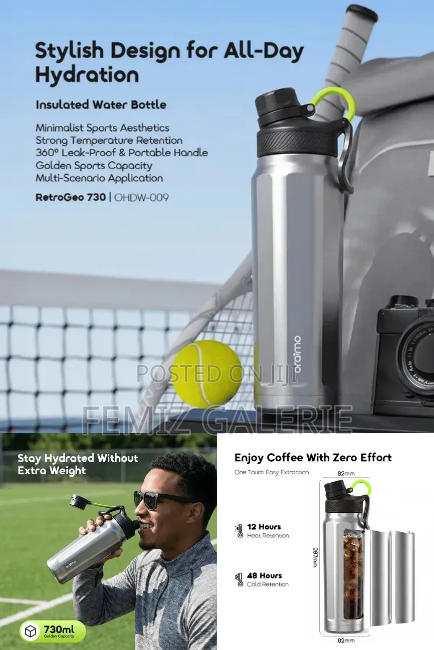 Oraimo RetroGeo 730 Sports Aesthetics 730ml Insulated Water Bottle
