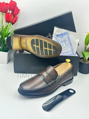 Quality Hermes Coffee Brown Men's Leather Loafers Shoes