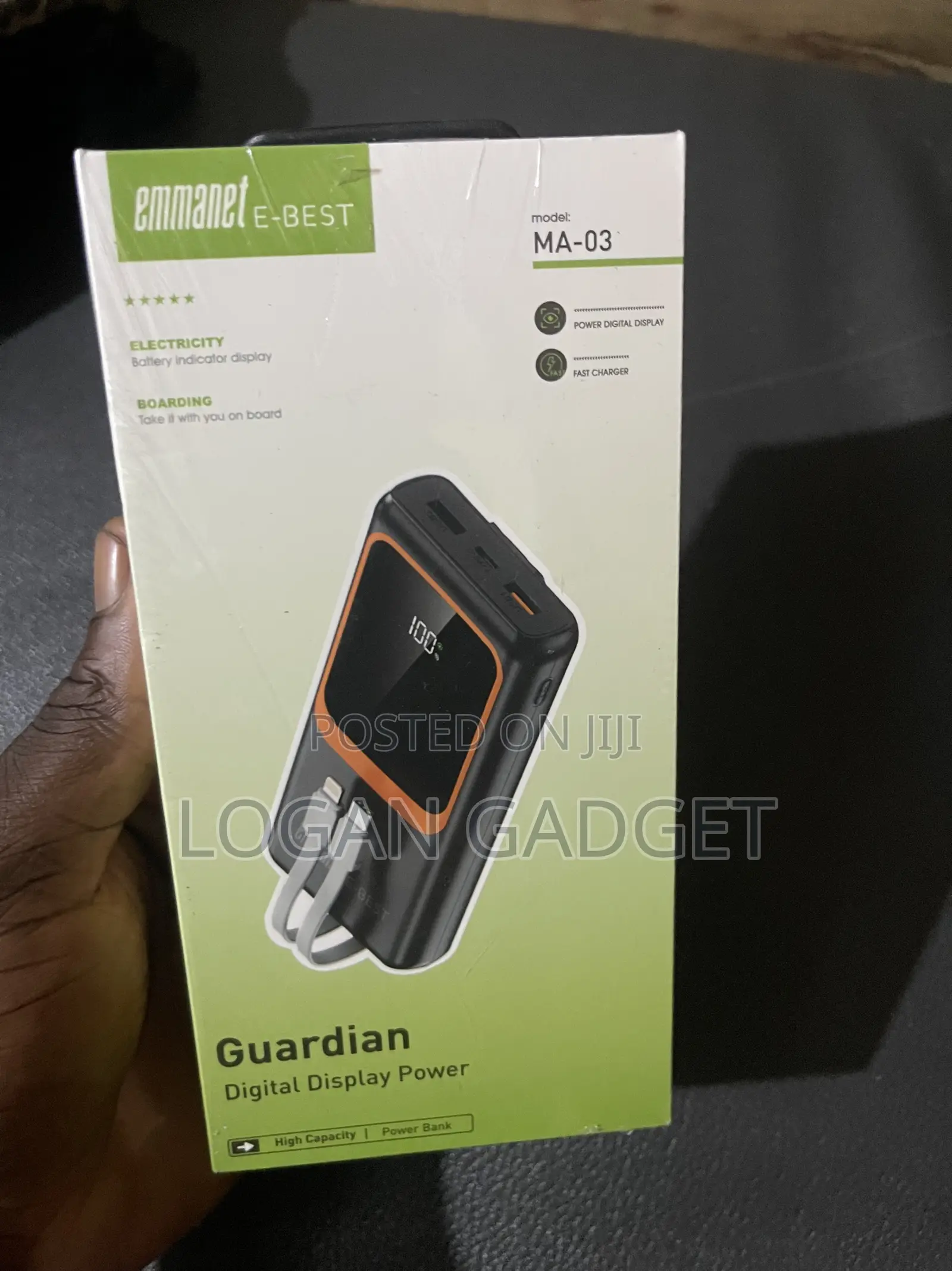 Emmanet 20,000mAh Power Bank – Built-in 3 Charging Cables