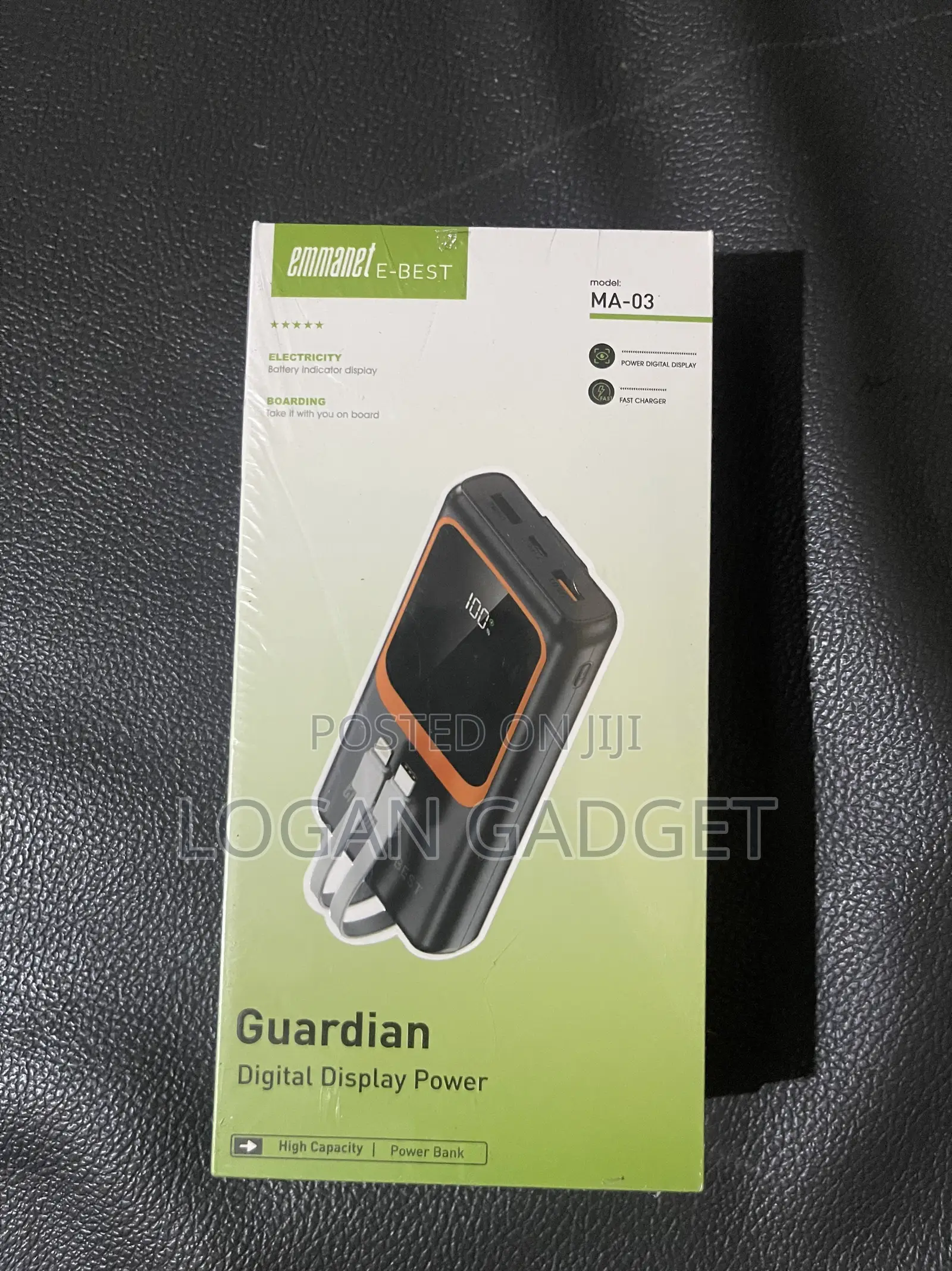 Emmanet 20,000mAh Power Bank – Built-in 3 Charging Cables