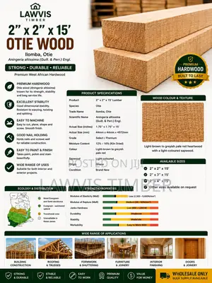 Premium Otie Wood 2” × 2” × 15ft (Aningeria Altissima)