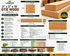 Premium Otie Wood 2” × 2” × 15ft (Aningeria Altissima)