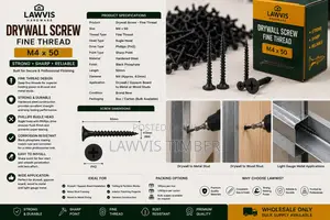 Drywall Screw Fine Thread M4 × 50mm | Black Phosphate