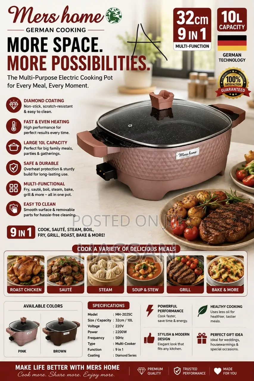 German Cooking Electric Pot 9in1(multifunction)10L