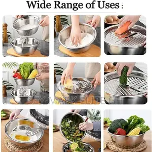 Multipurpose Stainless Strainer Bowl With Grater