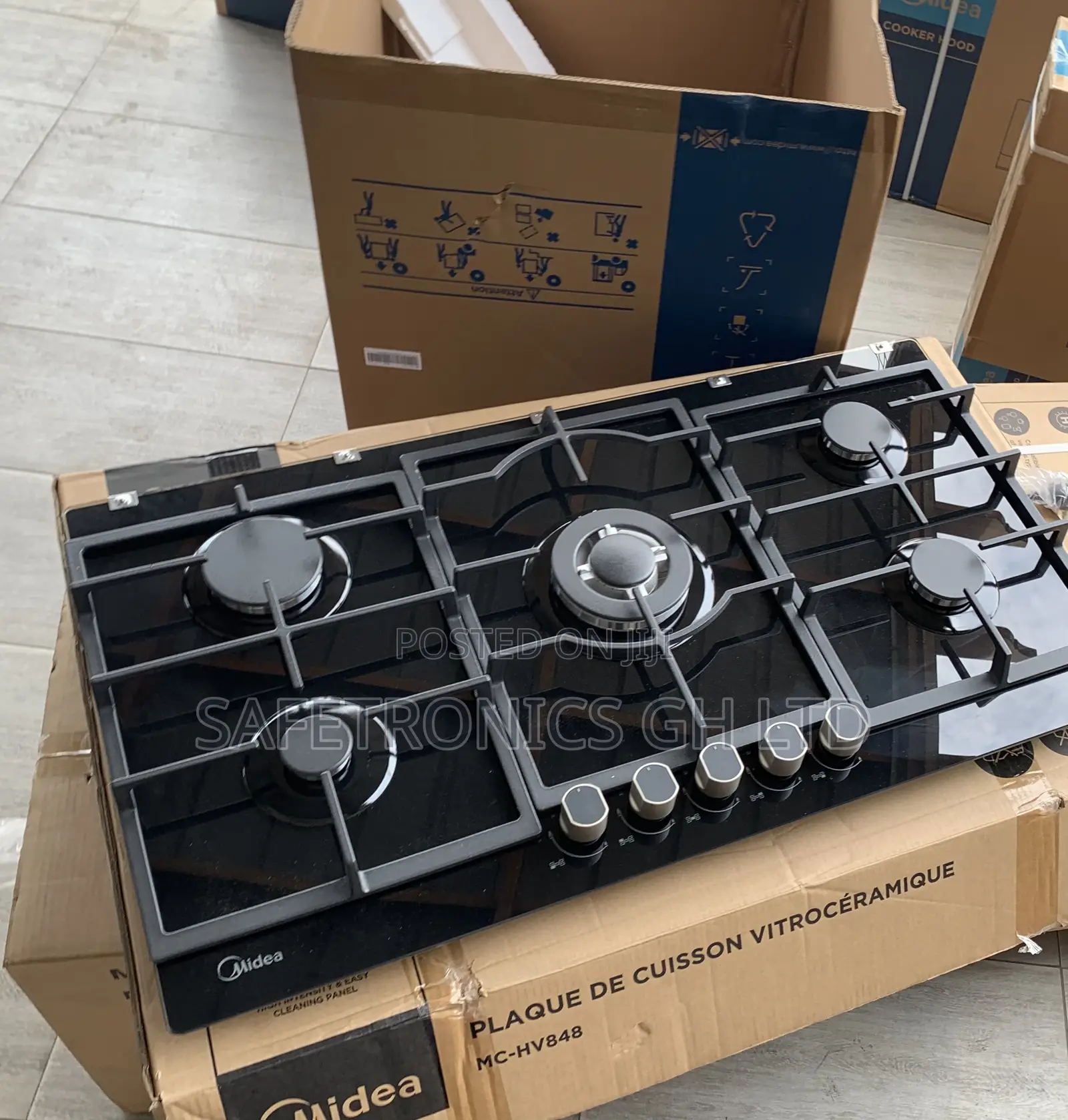 Trust Quality Midea 90cm Gas Hob – Black Glass 90GP095