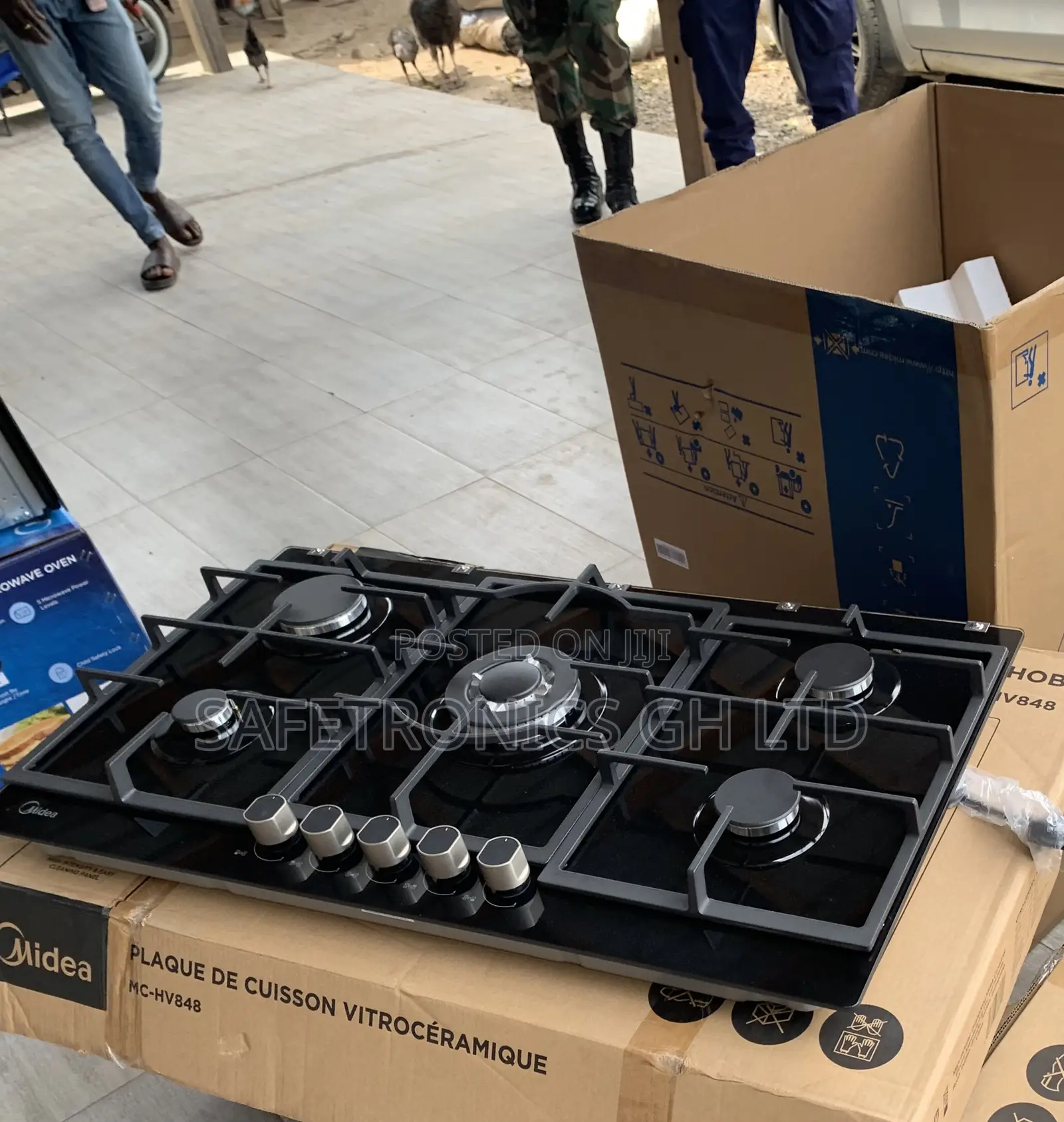 Brand New Midea 90cm Gas Hob – Black Glass 90GP095