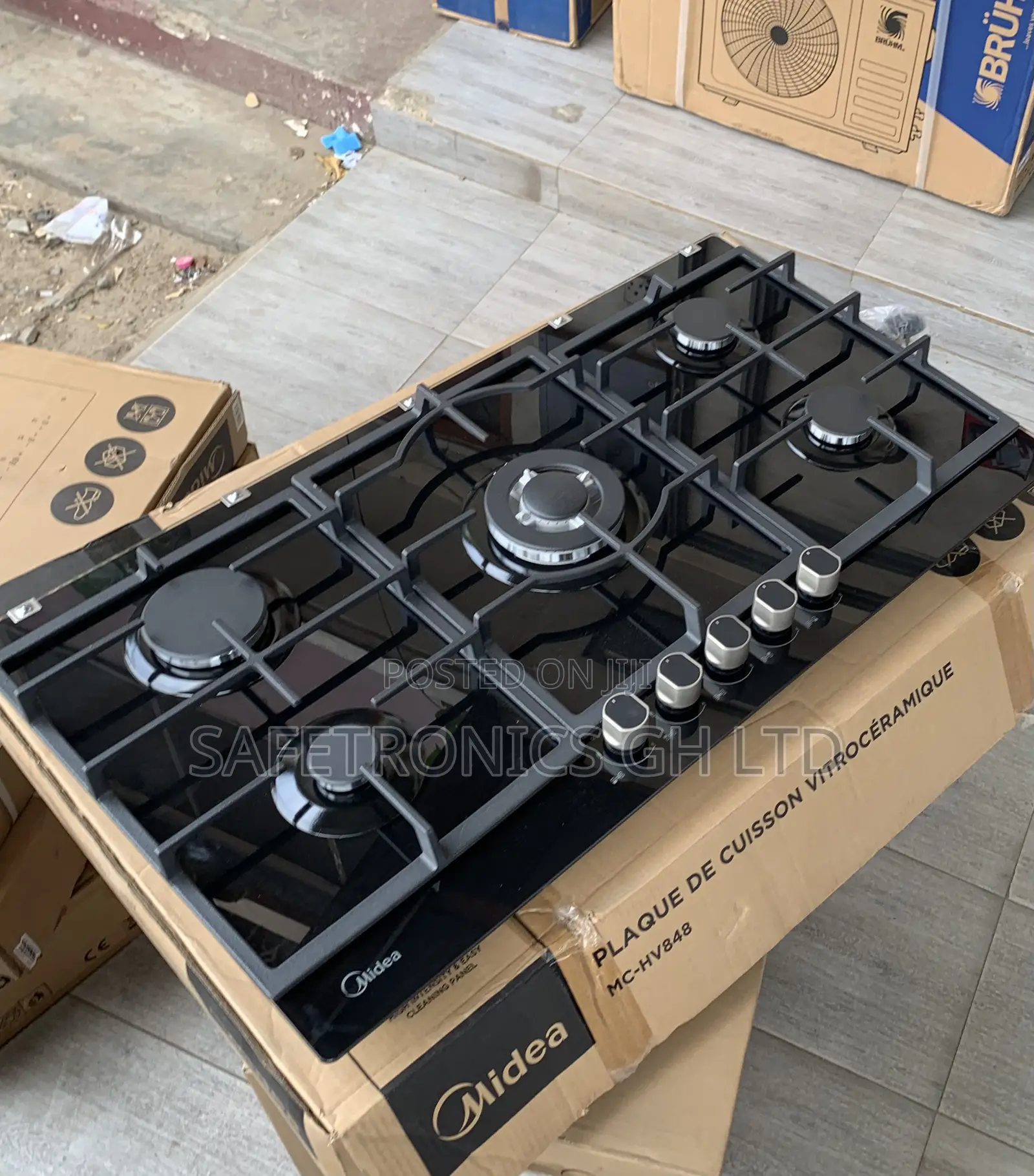 Shop Unique Midea 90cm Gas Hob – Black Glass 90GP095