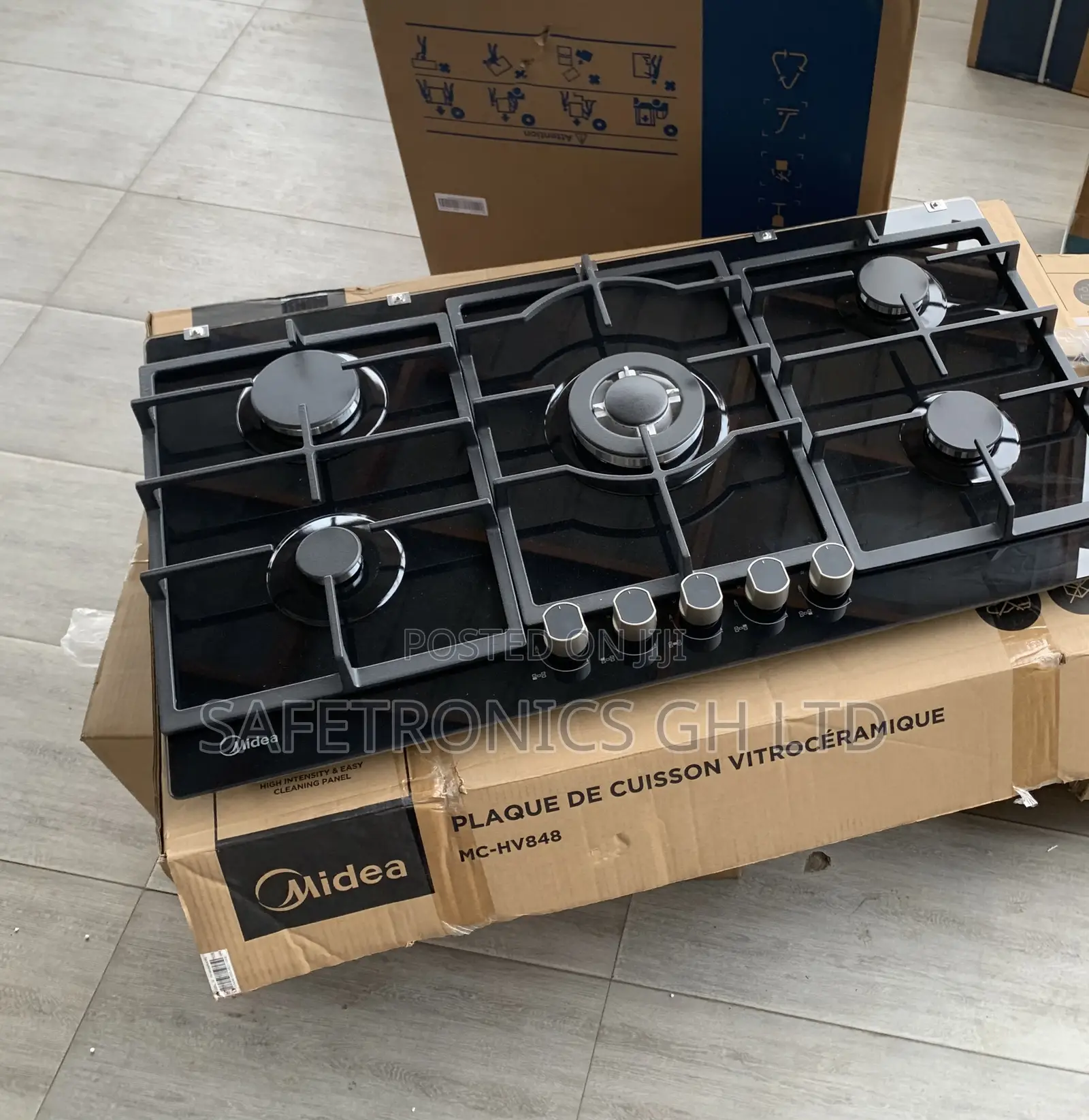 Lastest Sleek Midea 90cm Gas Hob – Black Glass 90GP095