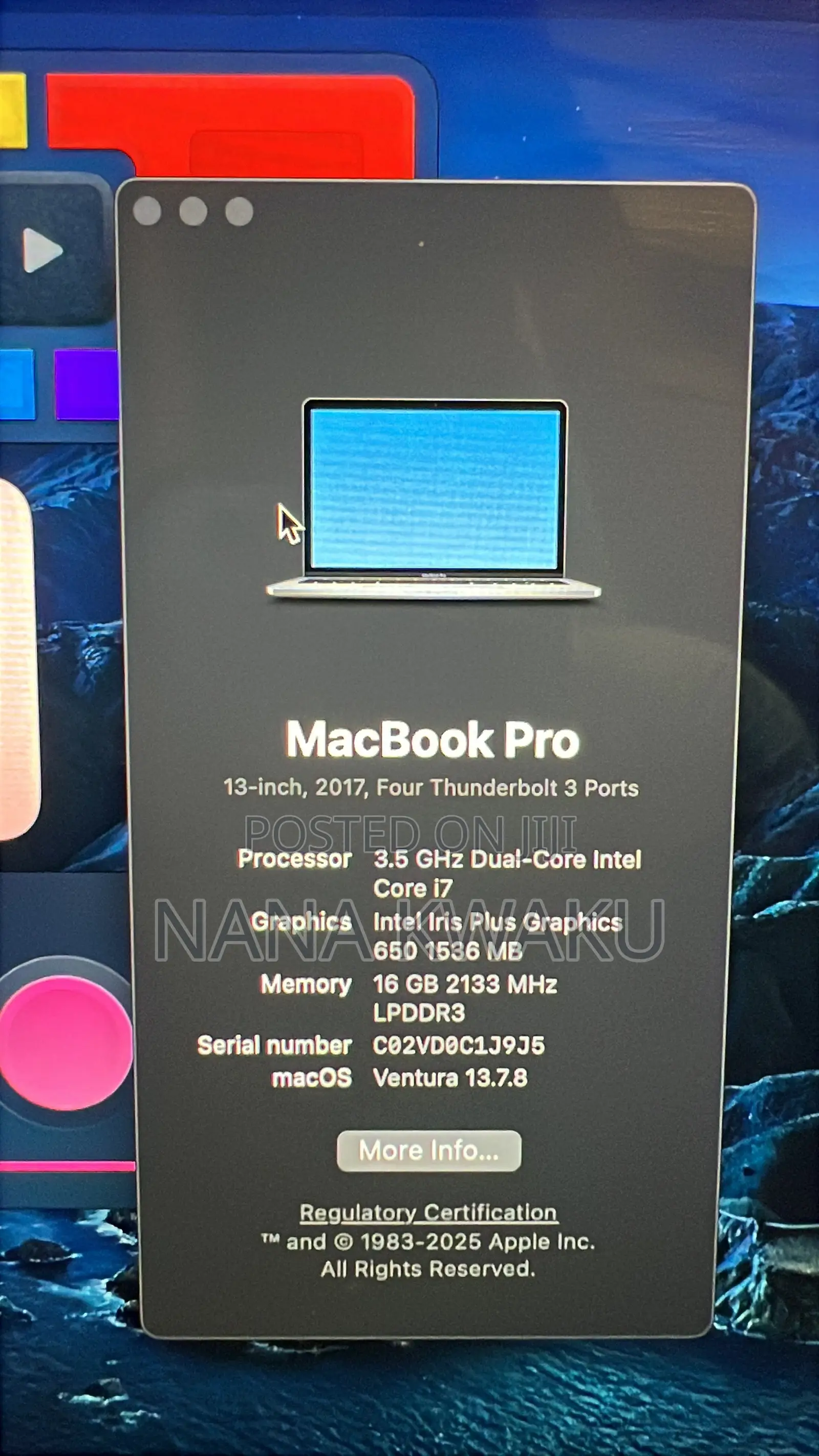 Laptop Apple MacBook Pro 2017 16GB Intel Core i7 HDD+SSD 512GB