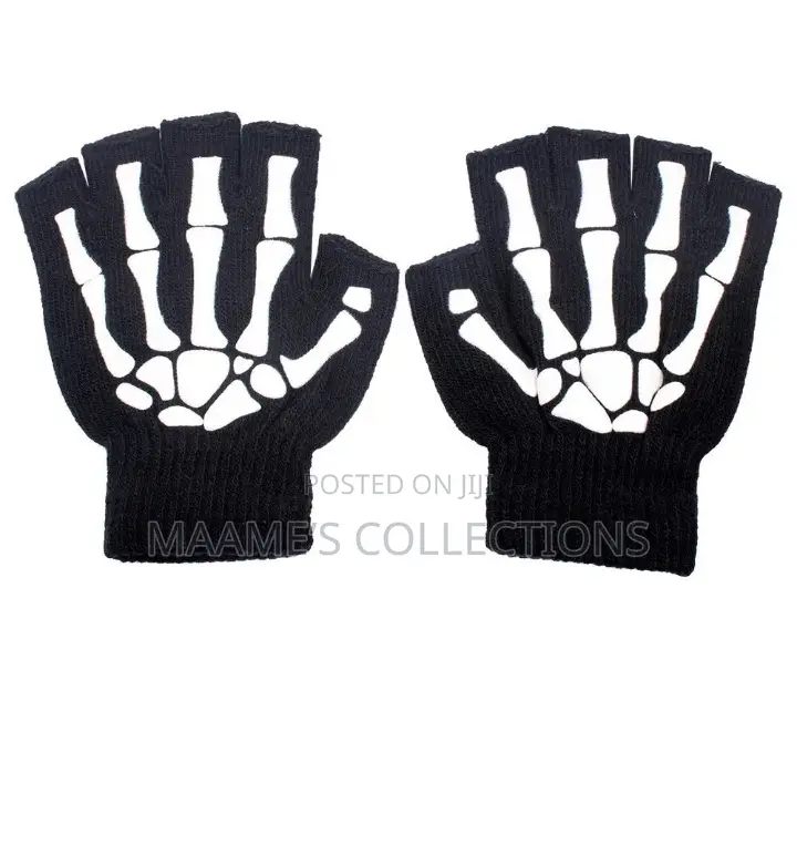 Skeleton Half Finger Gloves – Unisex Winter Fashion Gloves