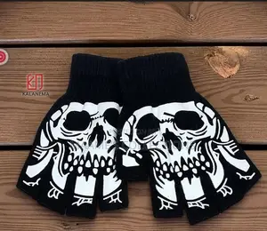 Skeleton Half Finger Gloves – Unisex Winter Fashion Gloves