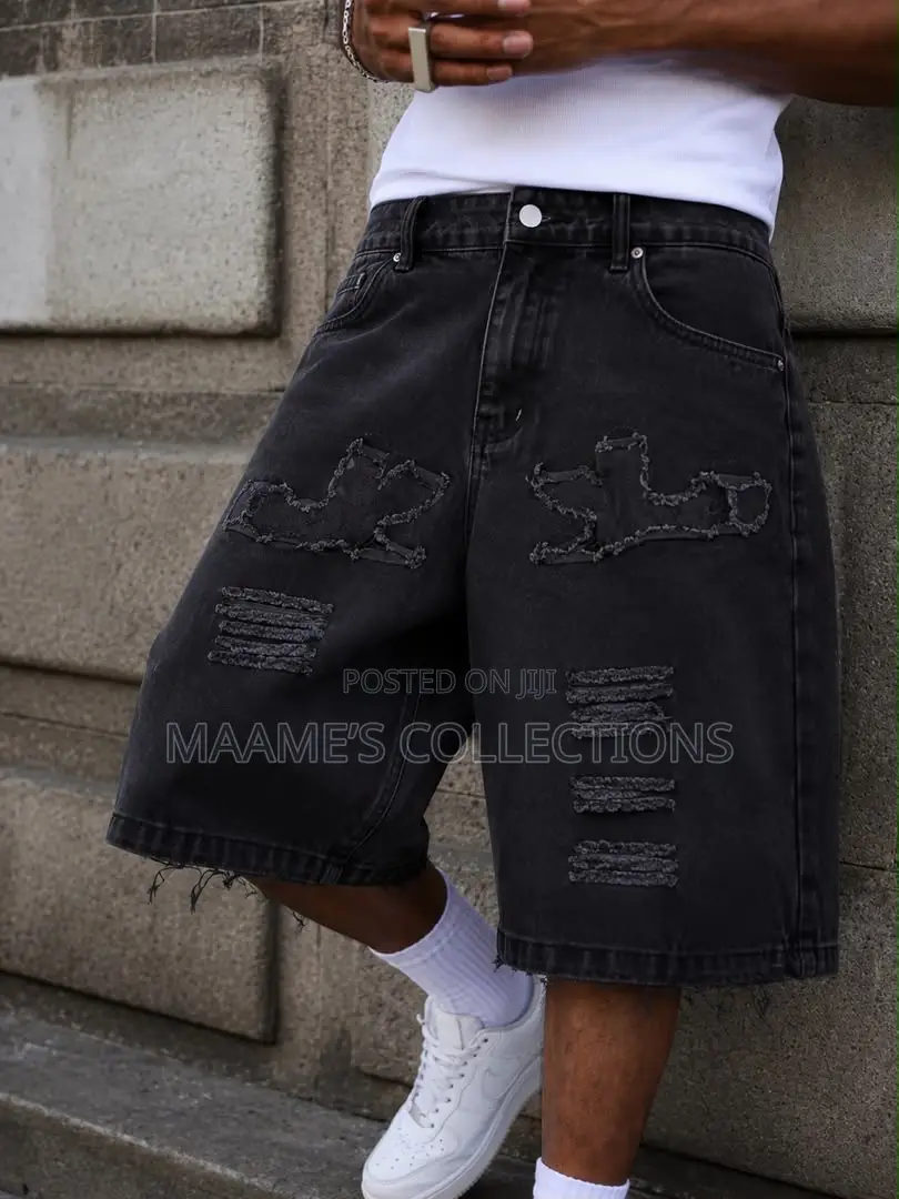 Men’s 3 Quarter Baggy Denim Jorts / Shorts – Vintage Streetwear Jeans
