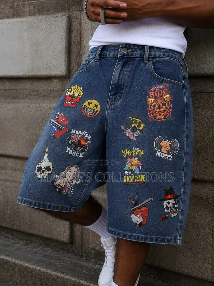 Men’s 3 Quarter Baggy Denim Jorts / Shorts – Vintage Streetwear Jeans