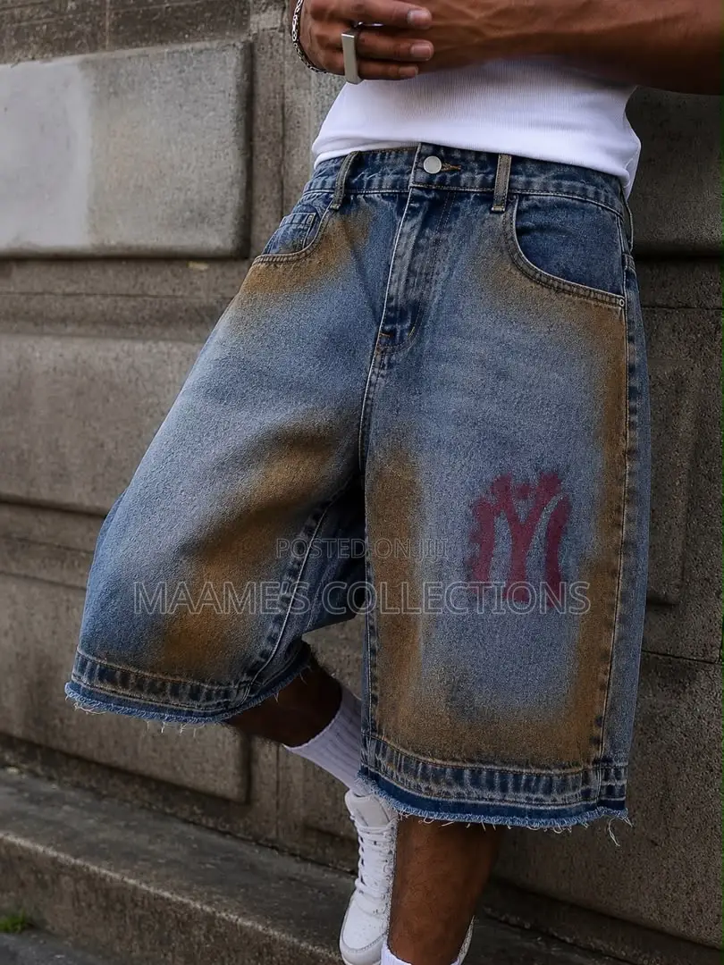 Men’s 3 Quarter Baggy Denim Jorts / Shorts – Vintage Streetwear Jeans