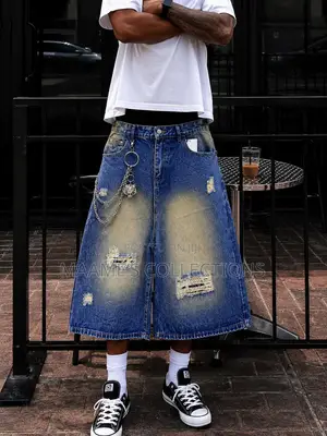 Men’s 3 Quarter Baggy Denim Jorts / Shorts – Vintage Streetwear Jeans