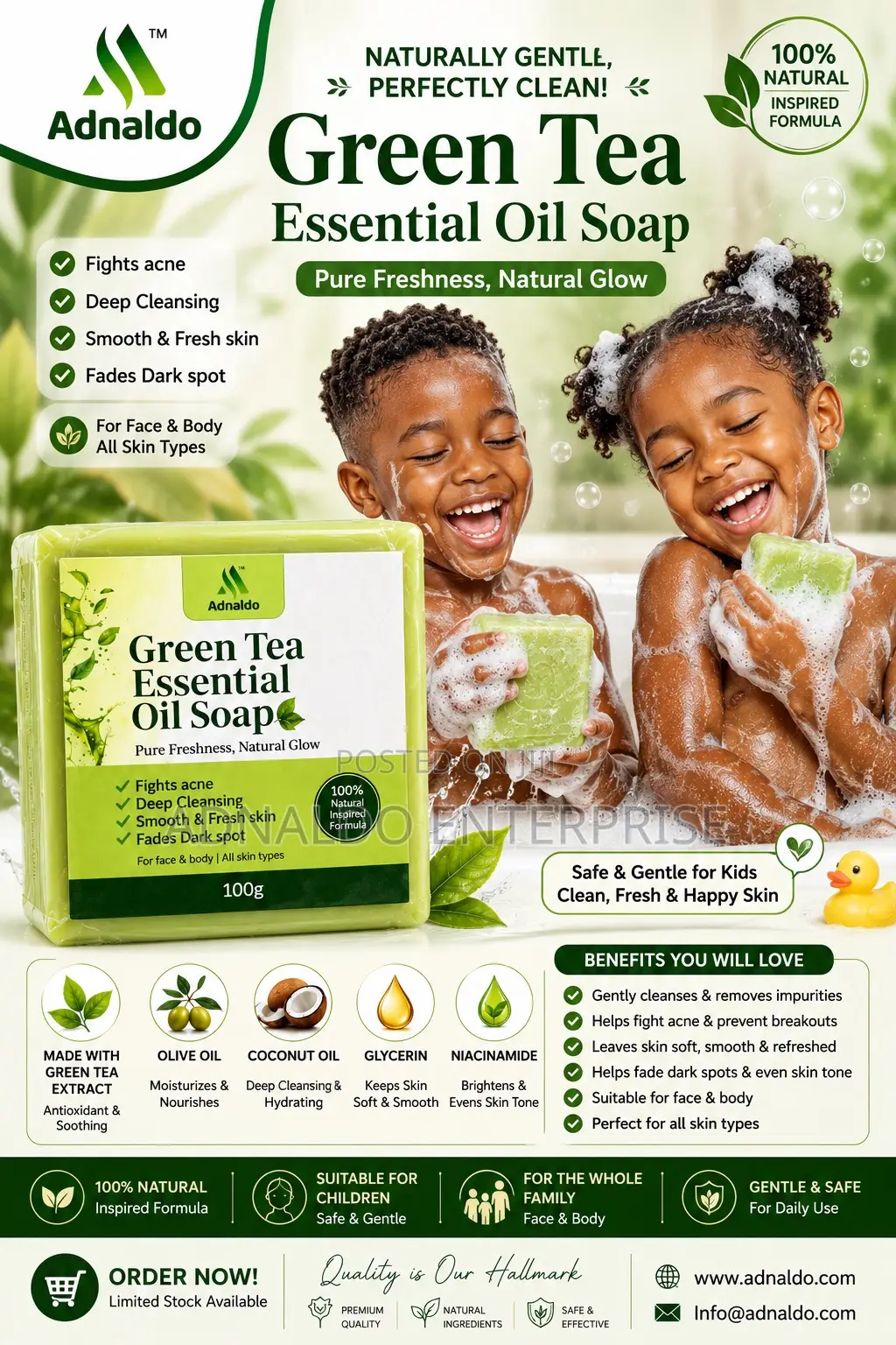 Adnaldo Green Tea Essential Oil Soap