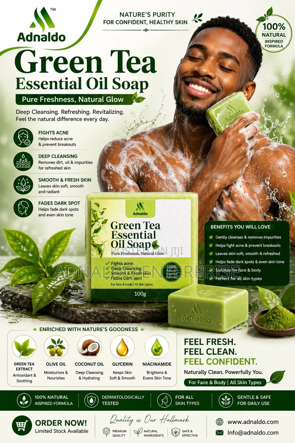 Adnaldo Green Tea Essential Oil Soap