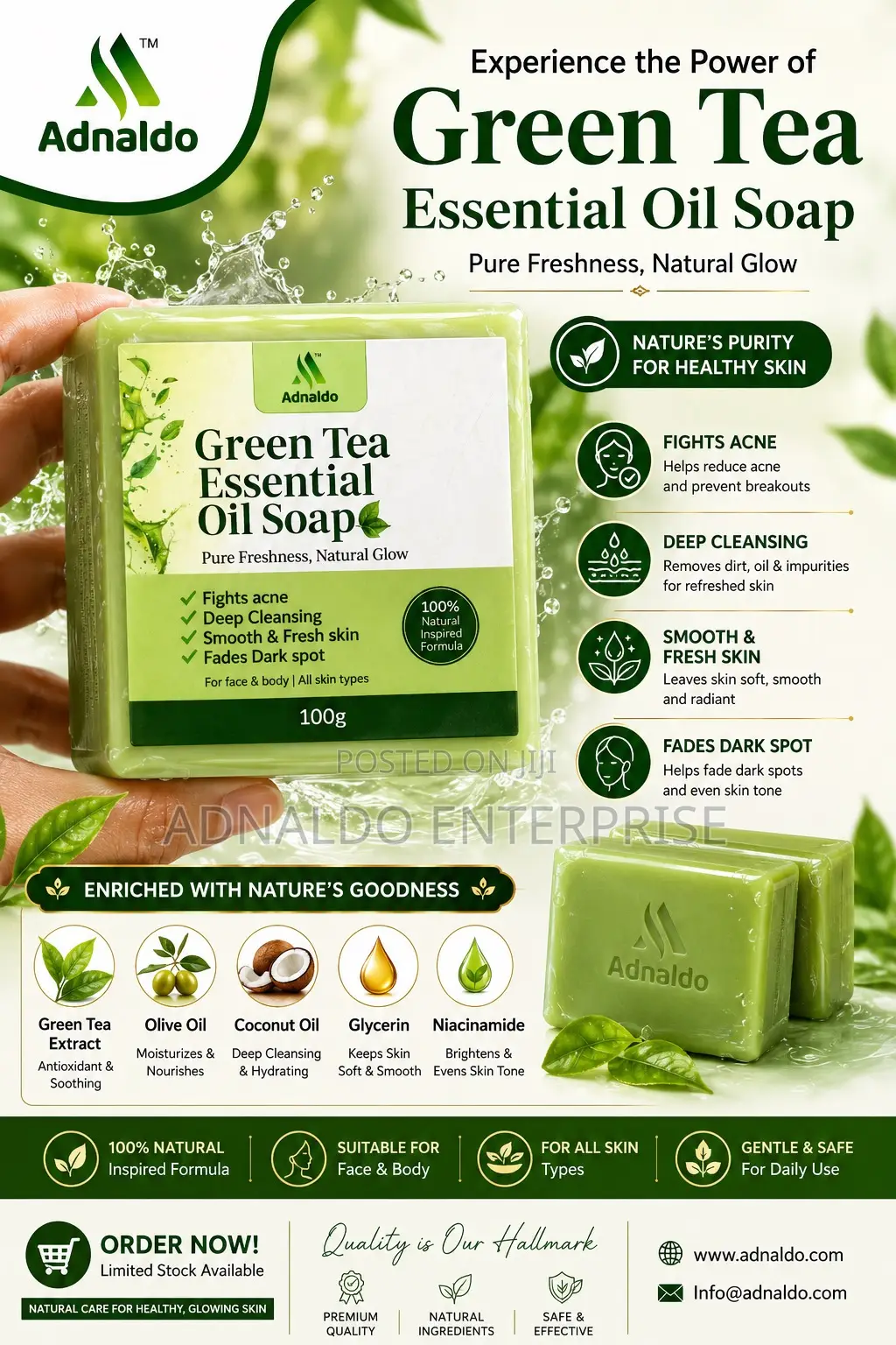 Adnaldo Green Tea Essential Oil Soap