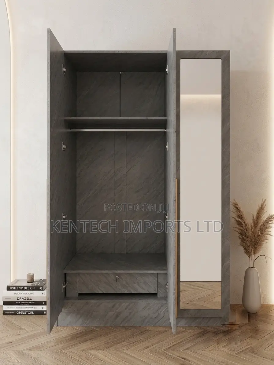Modern Grey 3-Door Wardrobe