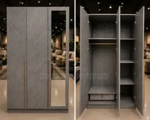 Modern Grey 3-Door Wardrobe