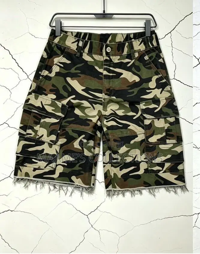 Men’s Oversized Distressed Denim Jorts – Streetwear Baggy Shorts