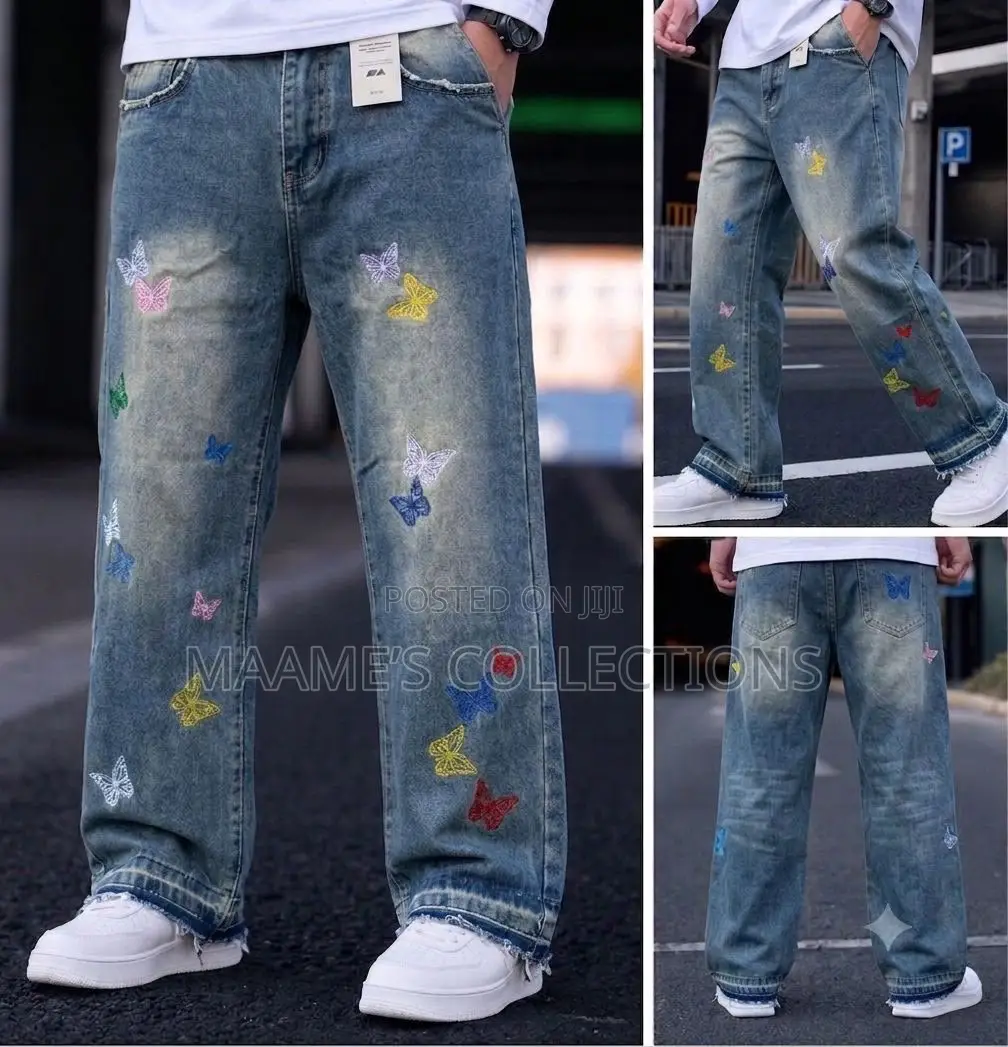 Luxury Designer Wide Leg Denim Jeans for Men (Sizes 30 - 38 )