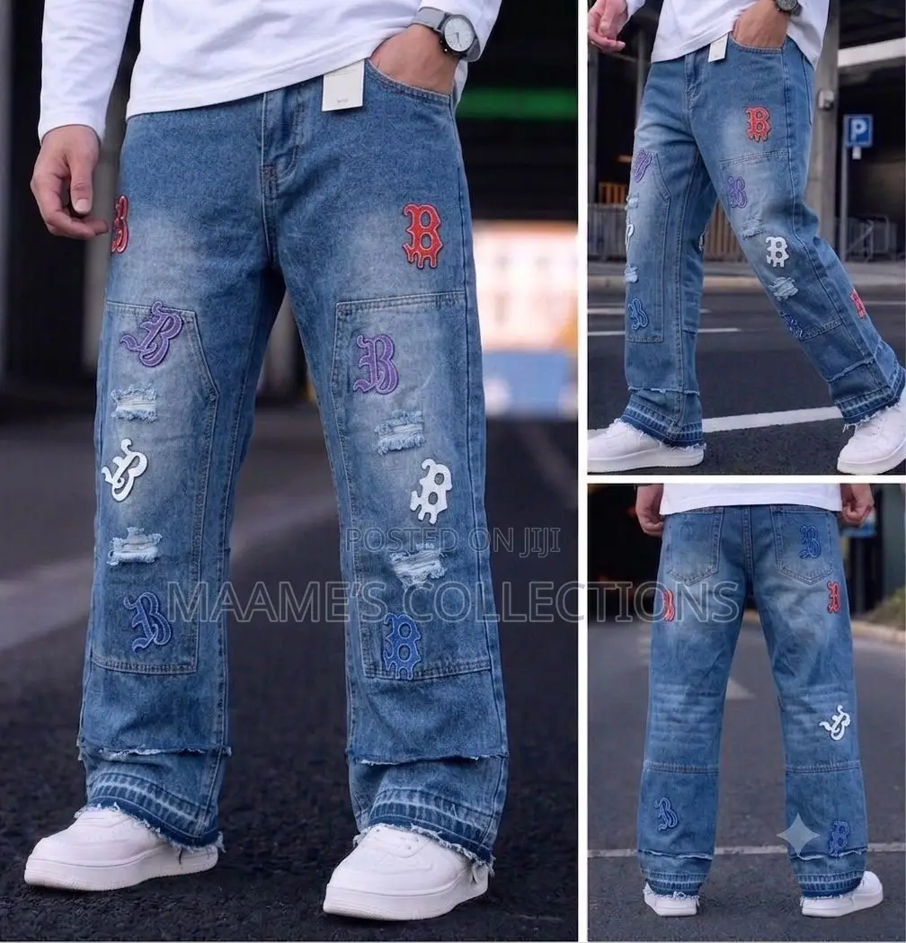Luxury Designer Wide Leg Denim Jeans for Men (Sizes 30 - 38 )