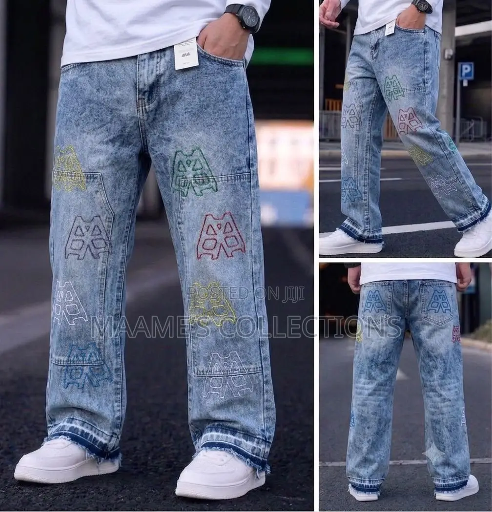 Luxury Designer Wide Leg Denim Jeans for Men (Sizes 30 - 38 )