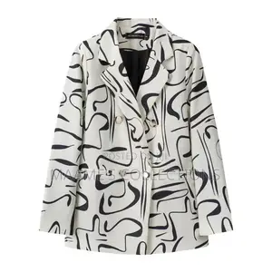 Elegant Women’s Double-Breasted Blazer Jacket