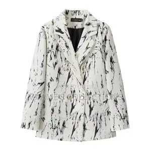 Elegant Women’s Double-Breasted Blazer Jacket