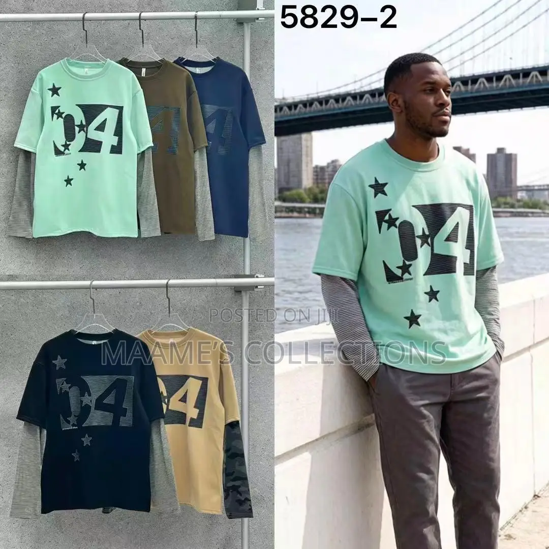 Men’s Trendy Sweatshirts Layered Long Sleeve Shirts/ Tops