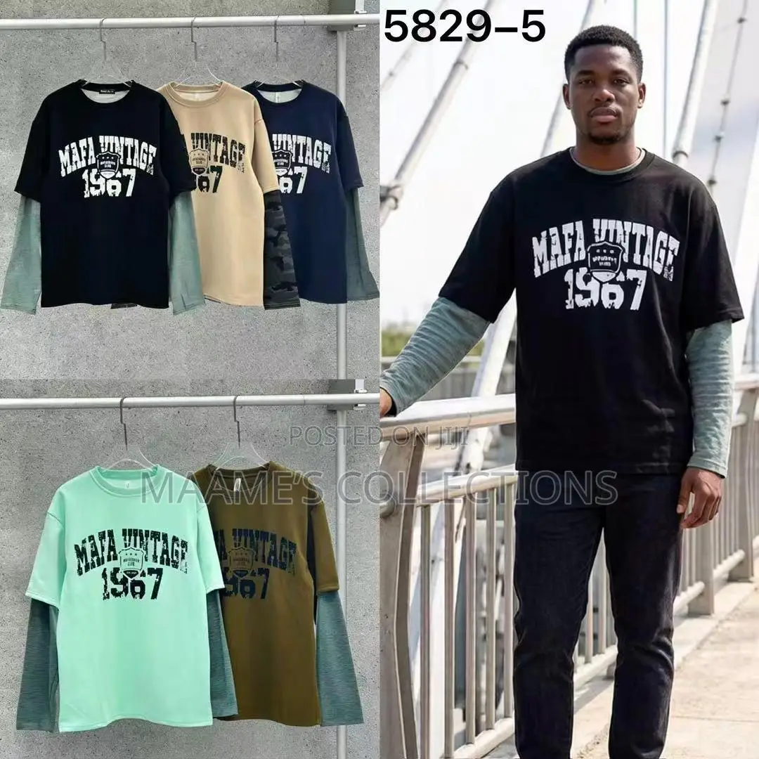 Men’s Trendy Sweatshirts Layered Long Sleeve Shirts/ Tops