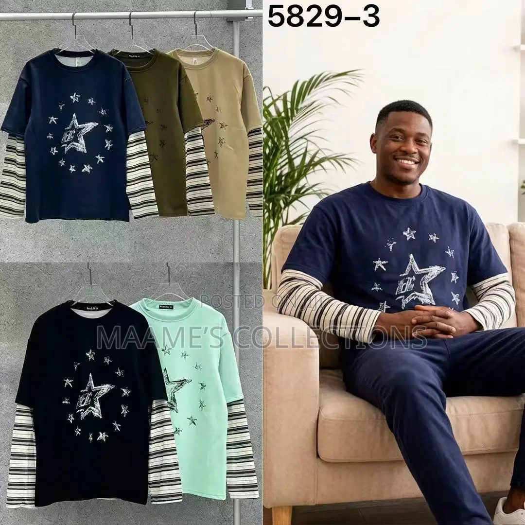 Men’s Trendy Sweatshirts Layered Long Sleeve Shirts/ Tops