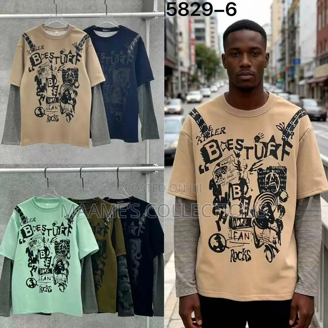 Men’s Trendy Sweatshirts Layered Long Sleeve Shirts/ Tops