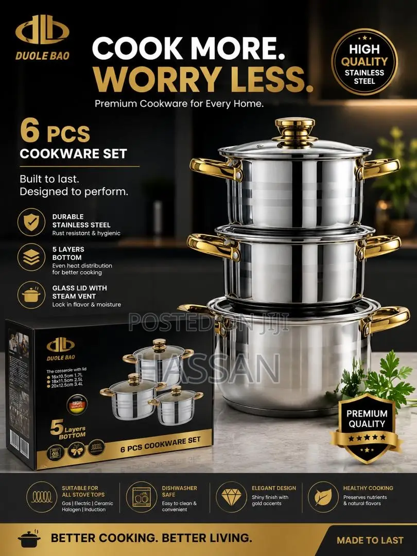 Cookware Set 6pcs 1.7/2.5/3.4Litres