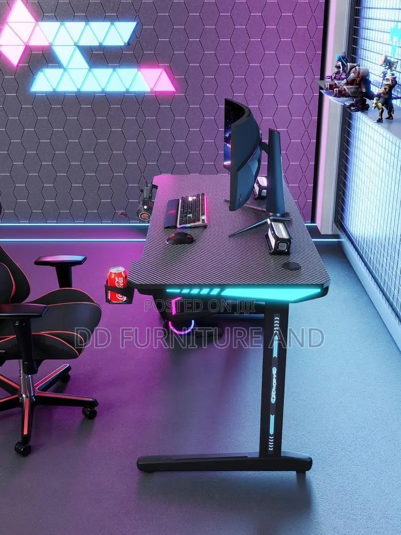Gaming Desk With RGB Light(Black)